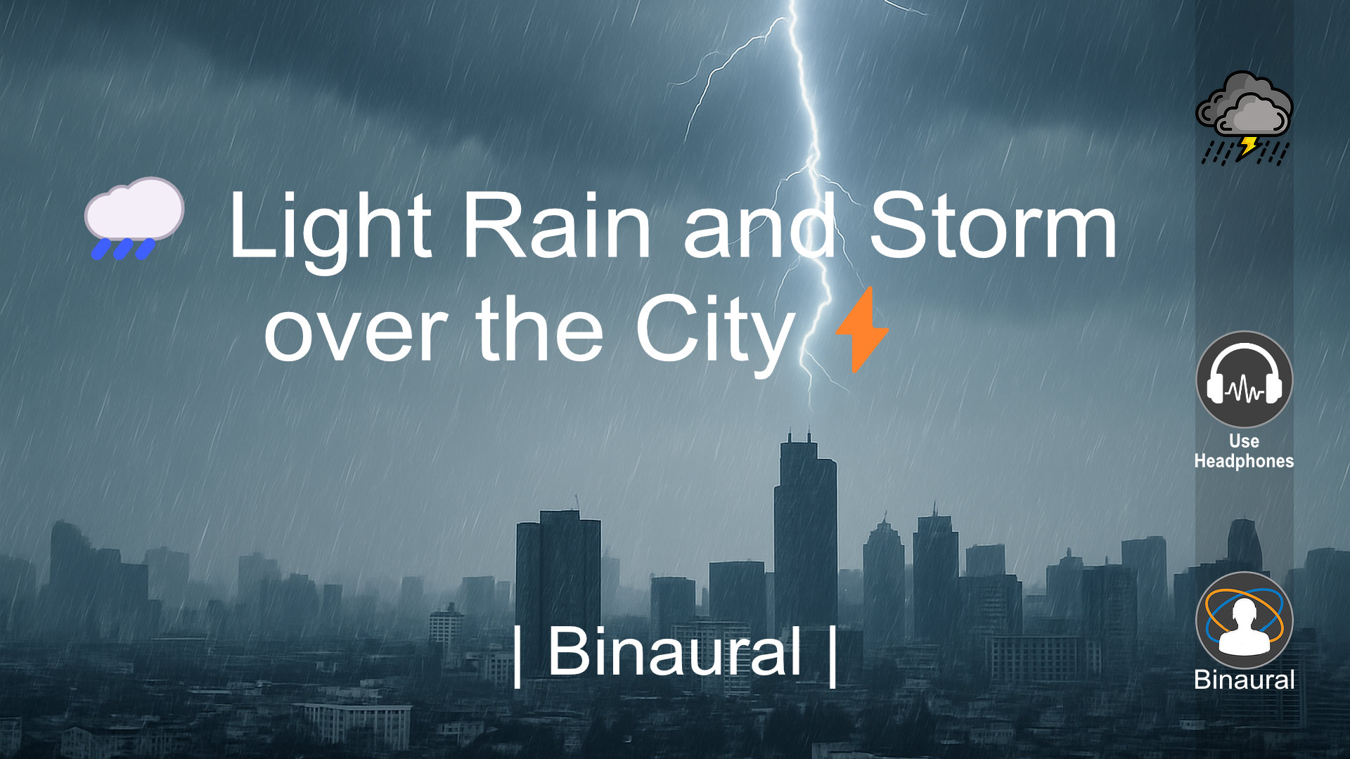 🌧️ Delikatny Deszcz i Burza nad Miastem ⚡ | Binaural |